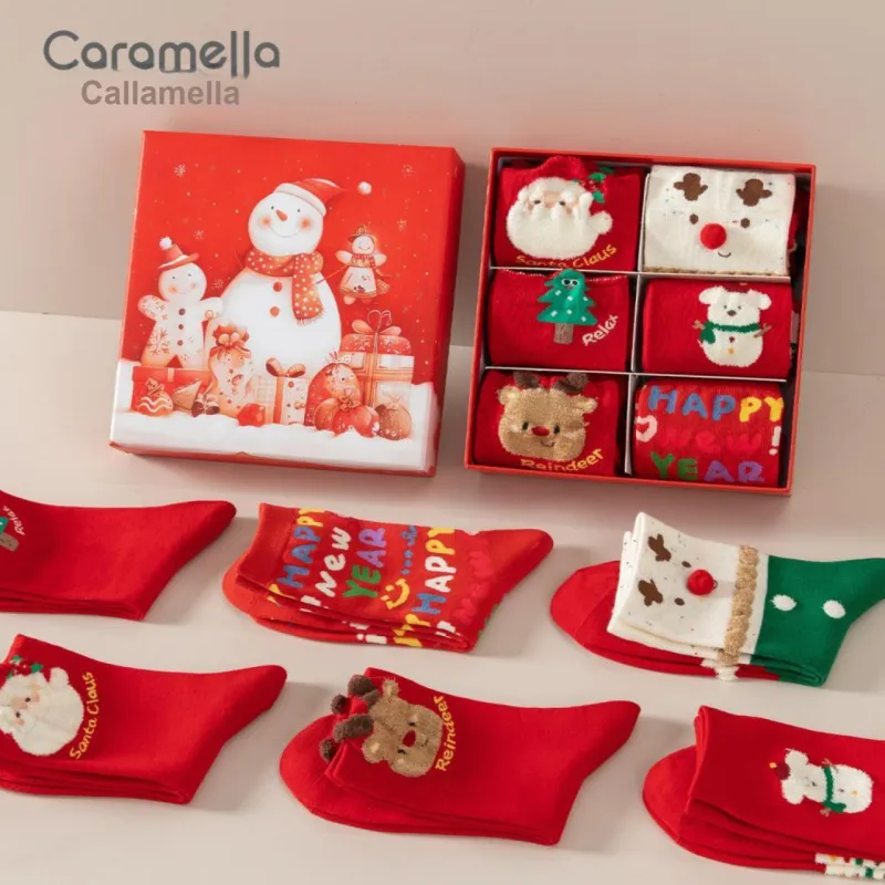 Caramella Mid Calf Socks Unisex Gift Box Of 6 Doubles-14