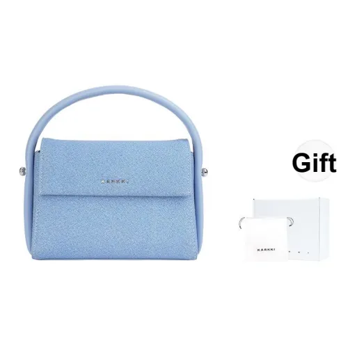 Karkki Коробка Сумка Корова Кожа Одно Плечо Сумка Стандартная Женская Светлый Джинсовый Деним Светлый Джинсовый