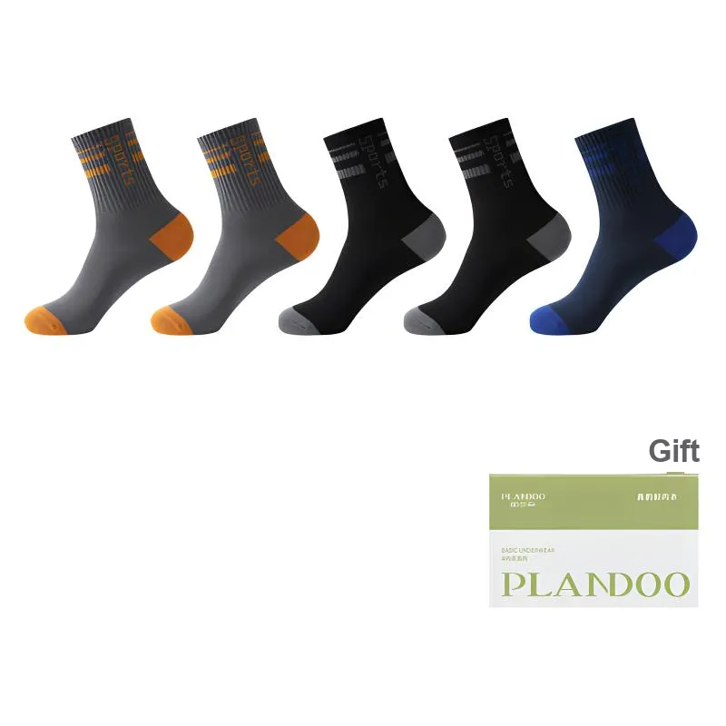 PLANDOO Mid Calf Socks Men's Shopping Bag 5 Pack-28