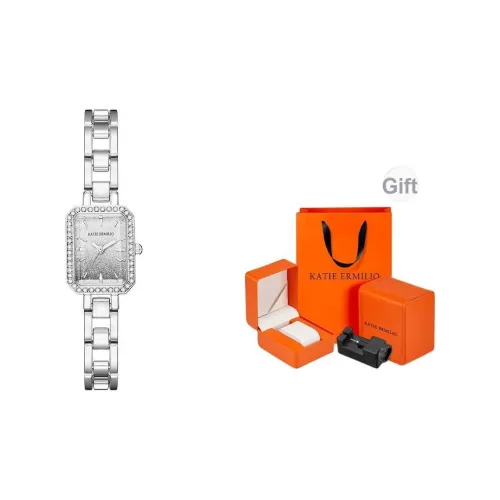 Katie Ermilio Women's Watch Кварцевый механизм Серебристый циферблат Коробка признания в любви