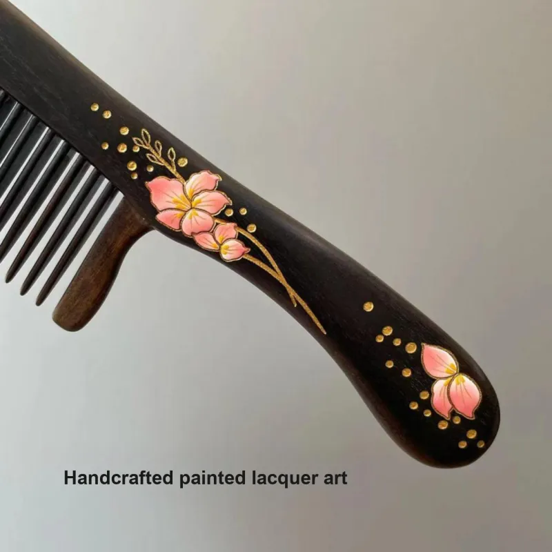 Gentle Welcome Natural Jingguibao High End Comb Box Birthday Inlaid Tooth Painted Sandalwood Comb For Women's Comb Hair-4