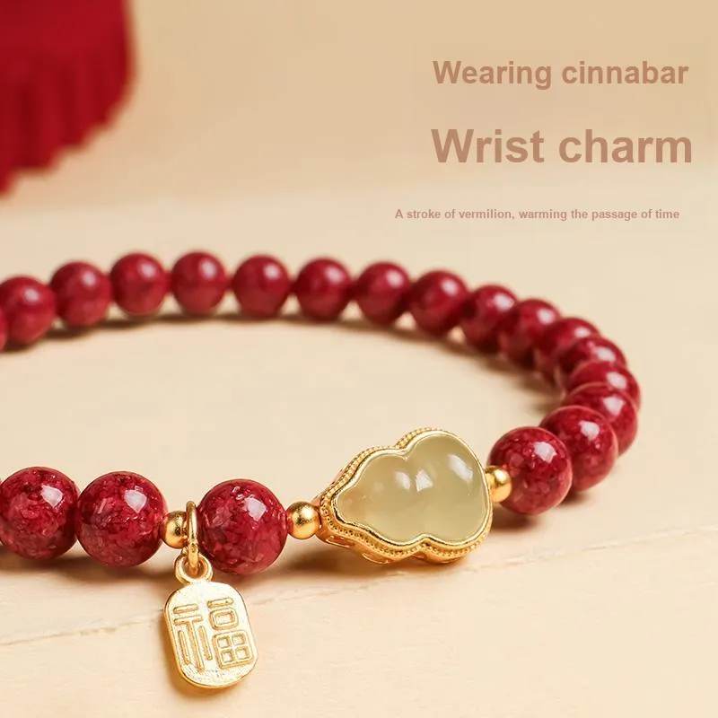 With The Heart Of The Jade Reconstructed Cinnabar Bracelets Women's-3