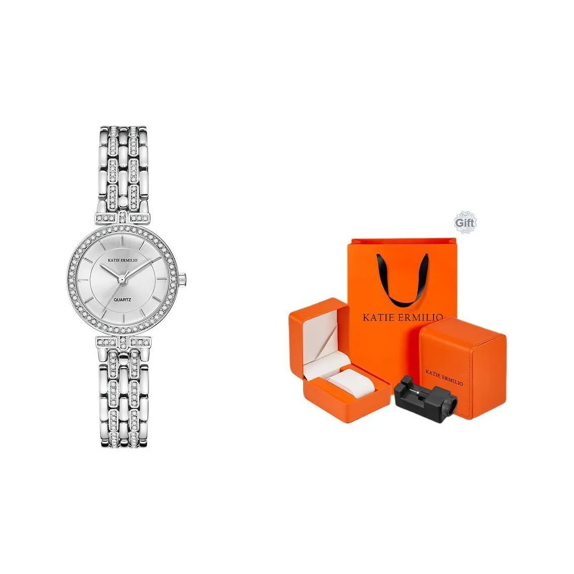 Katie Ermilio Minimalist Style Luxury Niche Texture Elegance Watch Кварцевый механизм Серебристый циферблат Женские часы