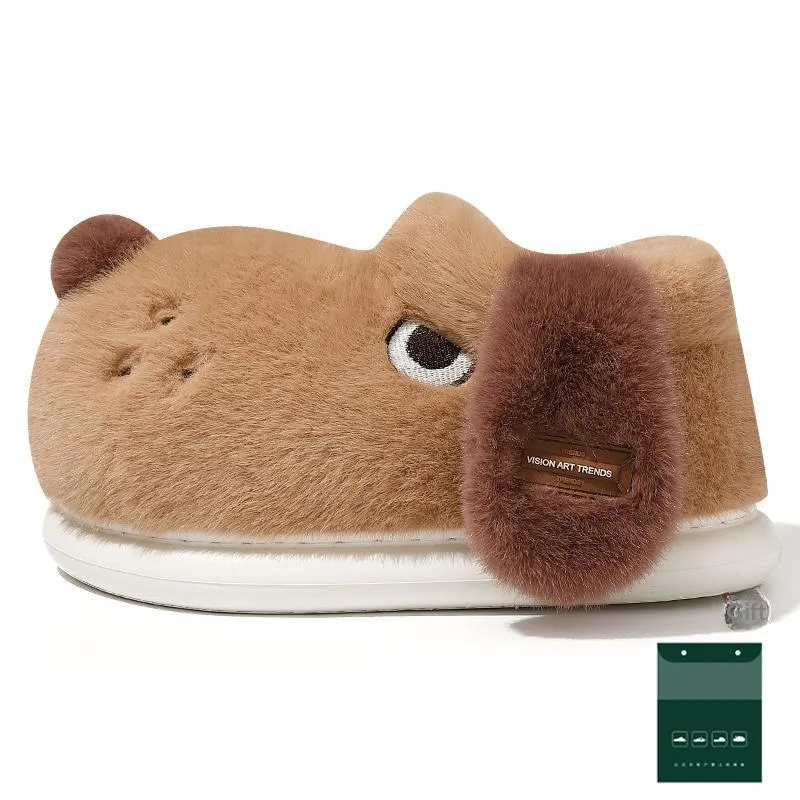 Red Bean Men's Warm Padded Shoes Home Slippers