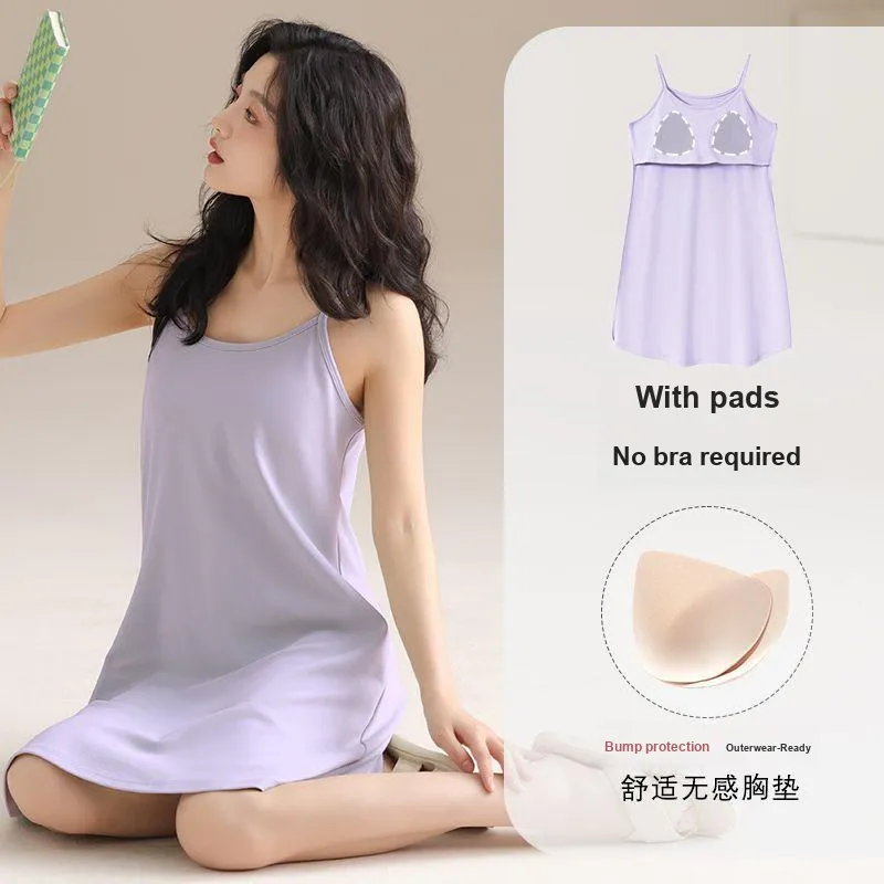 XISHE Nightgown Women's Light Purple-3