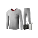 Long-Sleeved Top+Pants Clothing Set (Light Gray) Fleece-Lined/Double-Layer Thickened