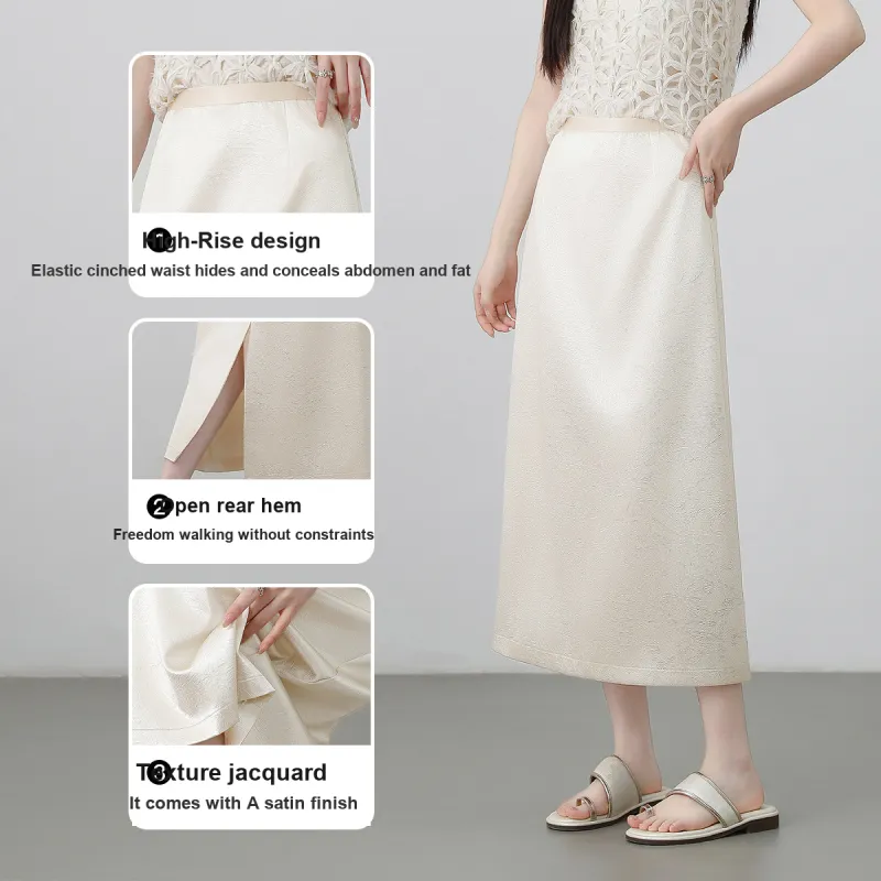 Like The Age Of Water Casual Long Skirt Women's Ecru-2