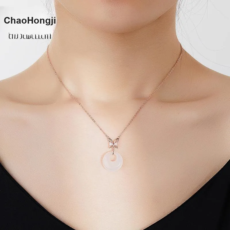 CHAOHONGJI Natural Chalcedony Necklaces Women's-3