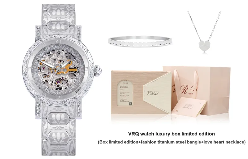 VRQ Athena Series Automatic Mechanical Movement Genuine Leather Strap Watch Women's Watch Cut-Out Dial-10