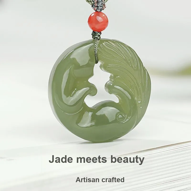 YINXIANGMOU Hetian Jade Necklaces Pale Greenish White Jade Women's-1