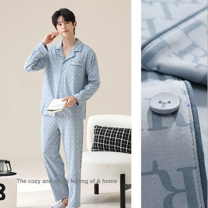 UAVAE Pajama Set Men's Light Blue-6
