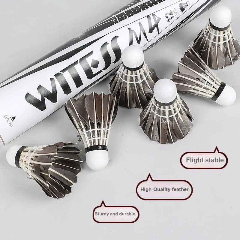 WITESS M4 12 Pack Duck Feather Designed For Everyday Training Shuttlecocks-2