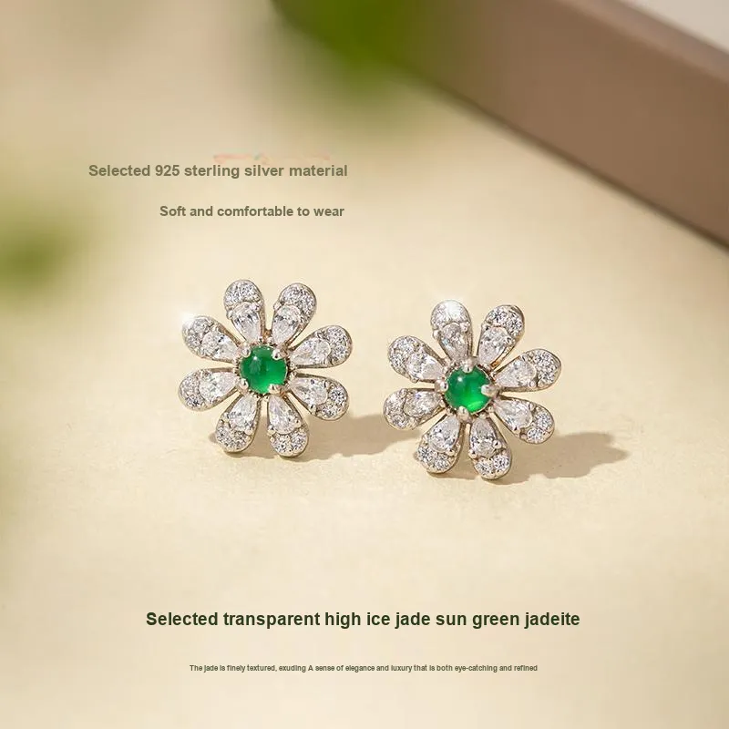 Encounter Gift High Ice Jade Stud Earrings Women's-3