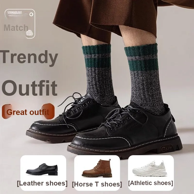 JIAZINI Mid Calf Socks Men's 3 Pack-28