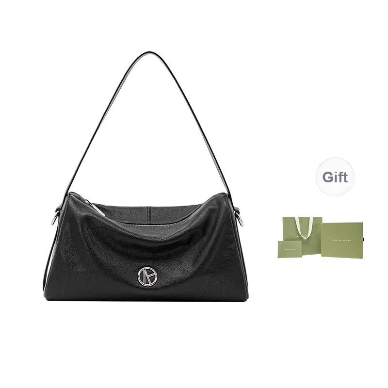 VANESSA HOGAN Cow Leather Crossbody Bag Shoulder Bag Large Size Women's Black-5