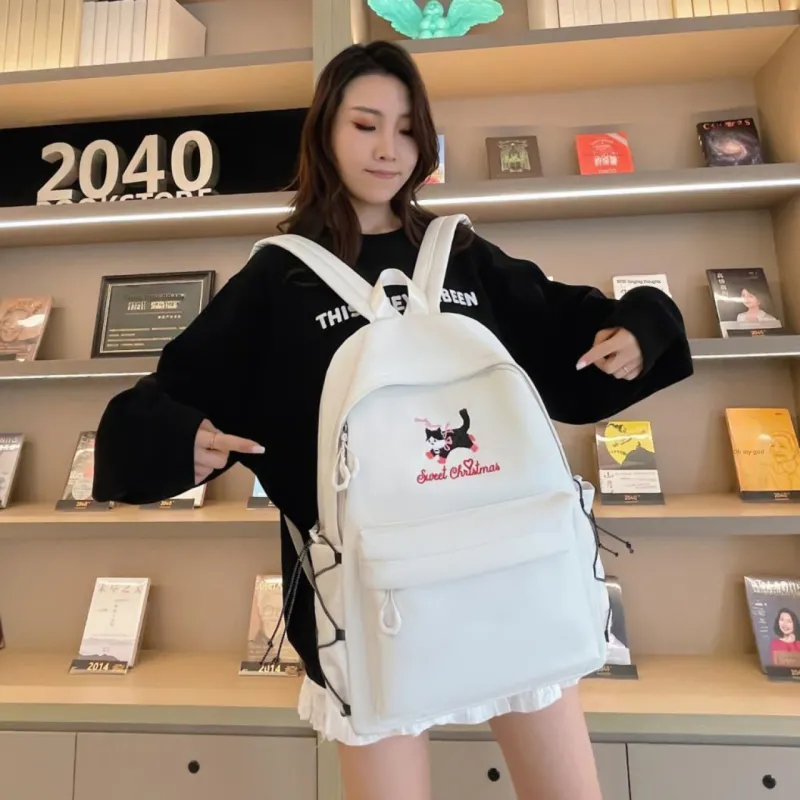 AIBAG Canvas Backpack Unisex White/Grey/Black/Orange-1