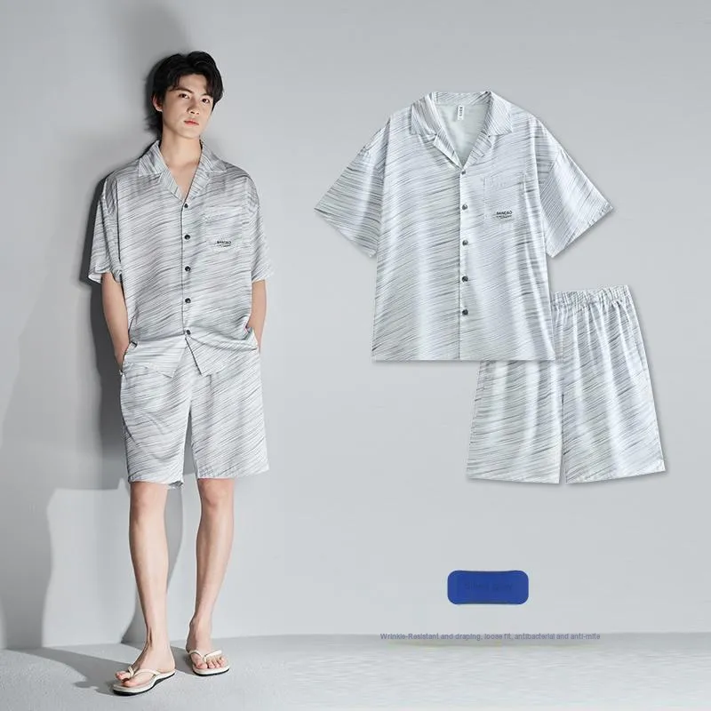 Peninsula City Pajama Set Men's Gift Box Set Silver Gray-4