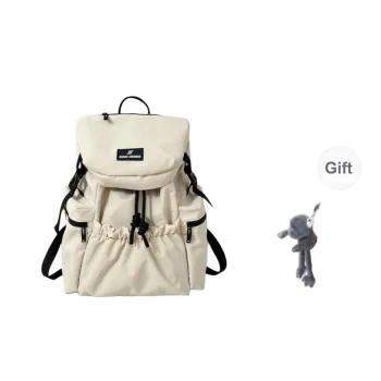 URBAN FOREST Nylon Backpack Unisex Ecru/Light Gray/Black/Orange Red/Khaki