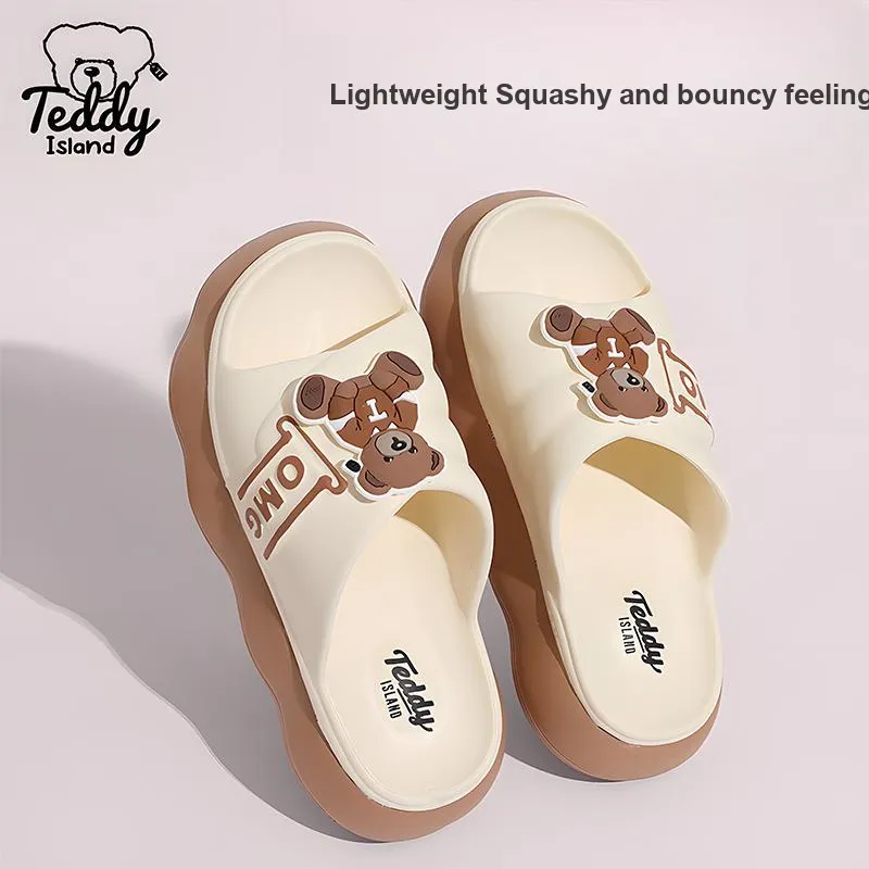 TEDDY ISLAND Cute Bear Women's Sandals Multicolor Home Soft Sole EVA Thickened Bottom Outerwear Slide Slippers-9