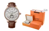 Orange Full of Love Gift Box-L-9162 Gold Case White Dial Brown Strap