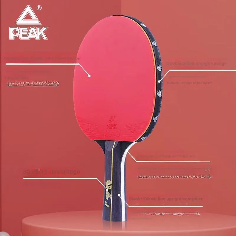 PEAK Ping Pong Paddles Unisex All Wood Gray/Red-3