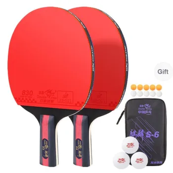 DOUBLEFISH Ping Pong Paddles Unisex Black/Red Double Rackets+33 Pcs Samsung Training Balls