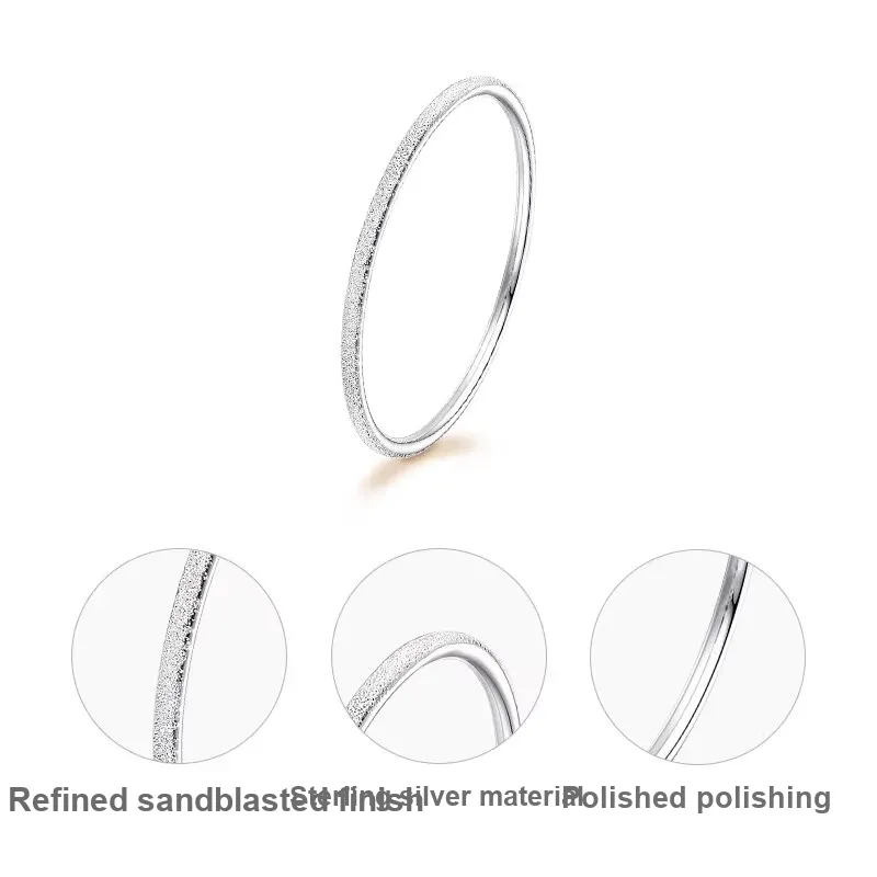 CUTE DAME Sterling Silver Bangles Unisex-3
