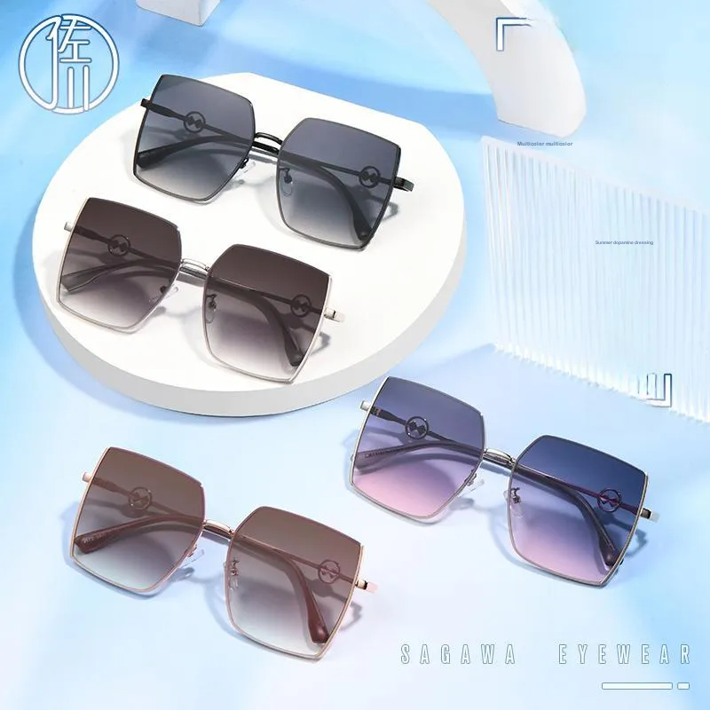 Sagawa Metal Irregular Shape Sunglasses Unisex-4