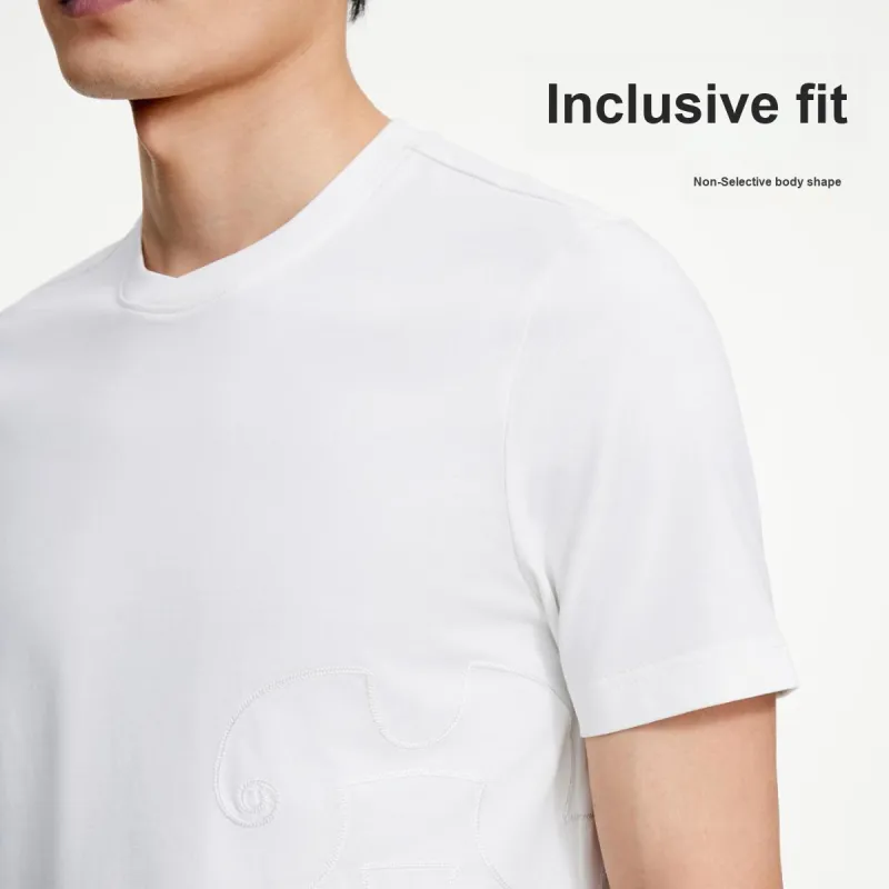 GOLDLION Yuanming Garden Series Short Sleeved T Shirts Men's White-3