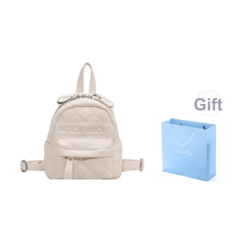COLINS KEIRS PU Minimalist Style Trendy Versatile Commute Travel Backpack Regular Women's Ecru-0