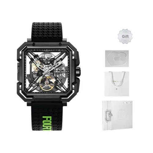 CIGA Design X Collection Matrix Automatic Mechanical Movement Silicone Strap Watch Men's Watches Black Dial
