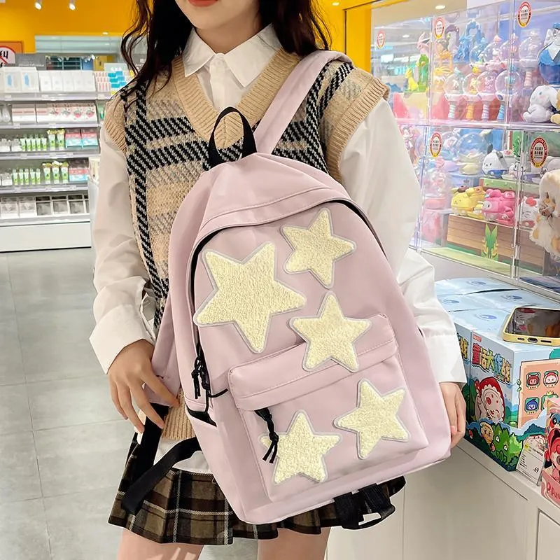 BUBM Nylon Backpack Regular Unisex Black/White/Light Purple/Navy Blue/Peacock Blue-3