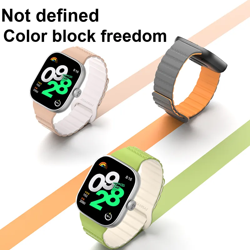 IBOANN Watch Band Red Beige Compatibility Silicone Material-11