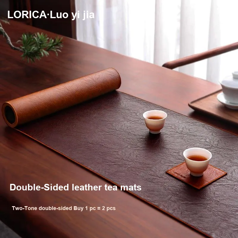 LUOYIJIA Leather Table Runners New Chinese Style Zen Tea Mats Coffee Tables Tea Tables Fabric Long Tea Table Mats-1