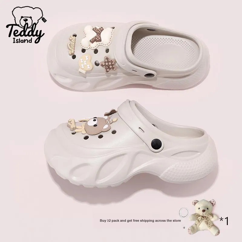 TEDDY ISLAND Teddy Love Cute Bear Summer Clogs With Thickened EVA Sole For Beach Use-13