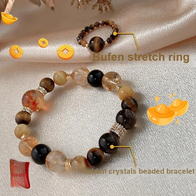 Cuiya Golden Building Tiger's Eye Stone Bracelets Unisex-3