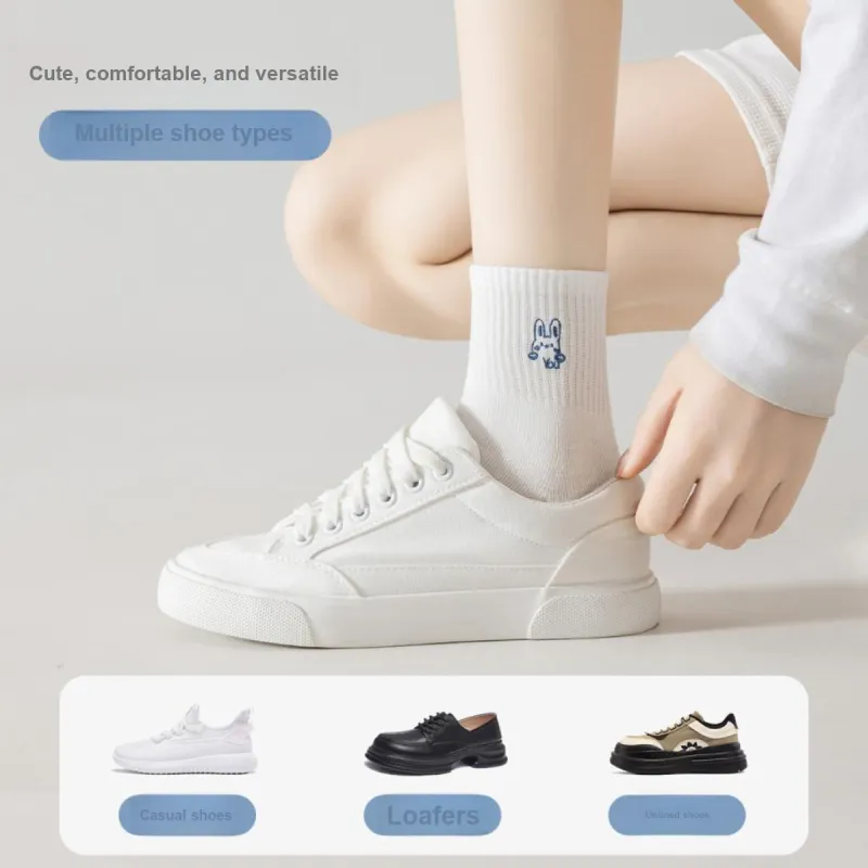 Ordifen Ankle Socks Women's 5 Pack White-3