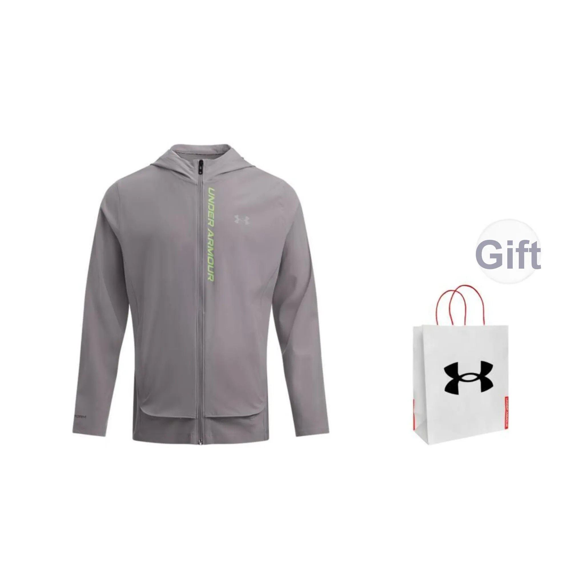 Under Armour Windbreaker Jacket Unisex Light Gray Shopping Bag Included
