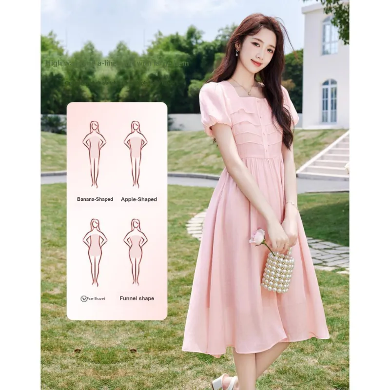 Like The Age Of Water Short Sleeved Dress Women's Pink-2