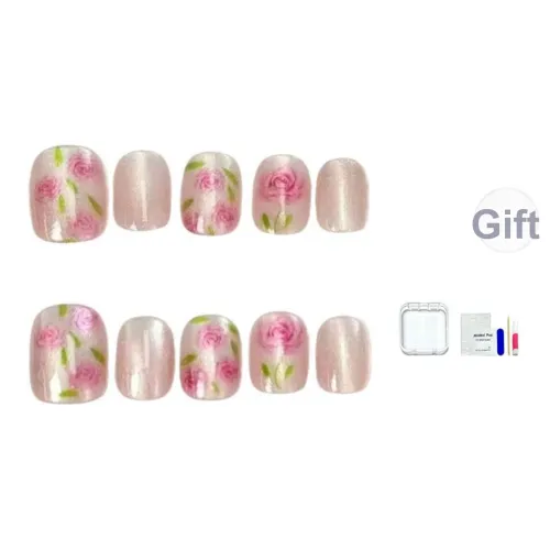 JINGCHANXUE Мягкий Элегантность Розовый Грейпфрут Розовый False Nail Короткий Квадрат Wa Круглый Кокетливый стиль Smudge Милый 12mm