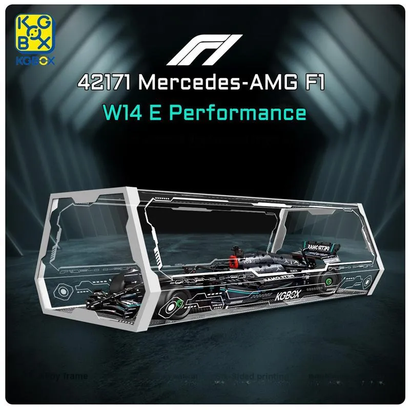 KGBOX Building Block Technic 42171 Mercedes F1 Formula Racing Figure Acrylic Display Case Model Accessories-10