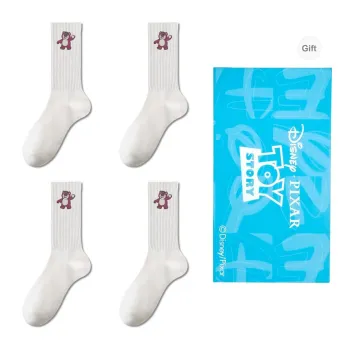 Disney Strawberry Bear Series Mid Calf Socks Unisex Box 4 Pack