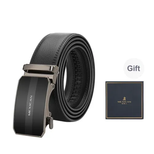 MEXICAN Mirror Finish Alloy Automatic Buckle Cow Split Leather Leather Belts Men's Width: 3.5cm