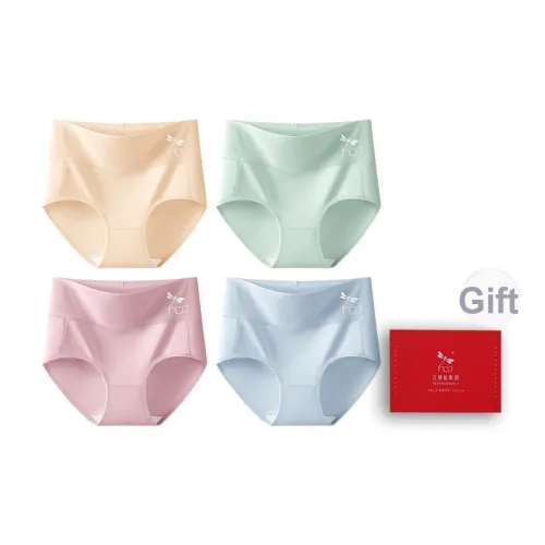 RED DRAGONFLY Хлопковые трусы женские 4 штуки набор в подарочной коробке