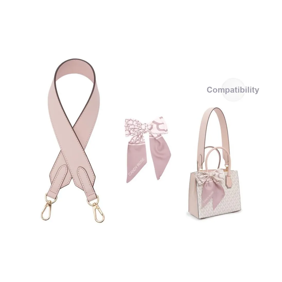 GUYI Microfiber, Metal Bag Accessory, Silk Scarf Women's Black/Pink