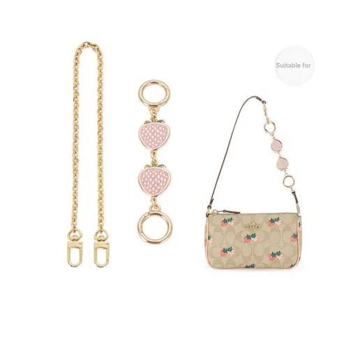 GUYI Bag Accessories Copper Chain 40cm+Pink Strawberry Extender Chain 15cm = Total Length 55cm