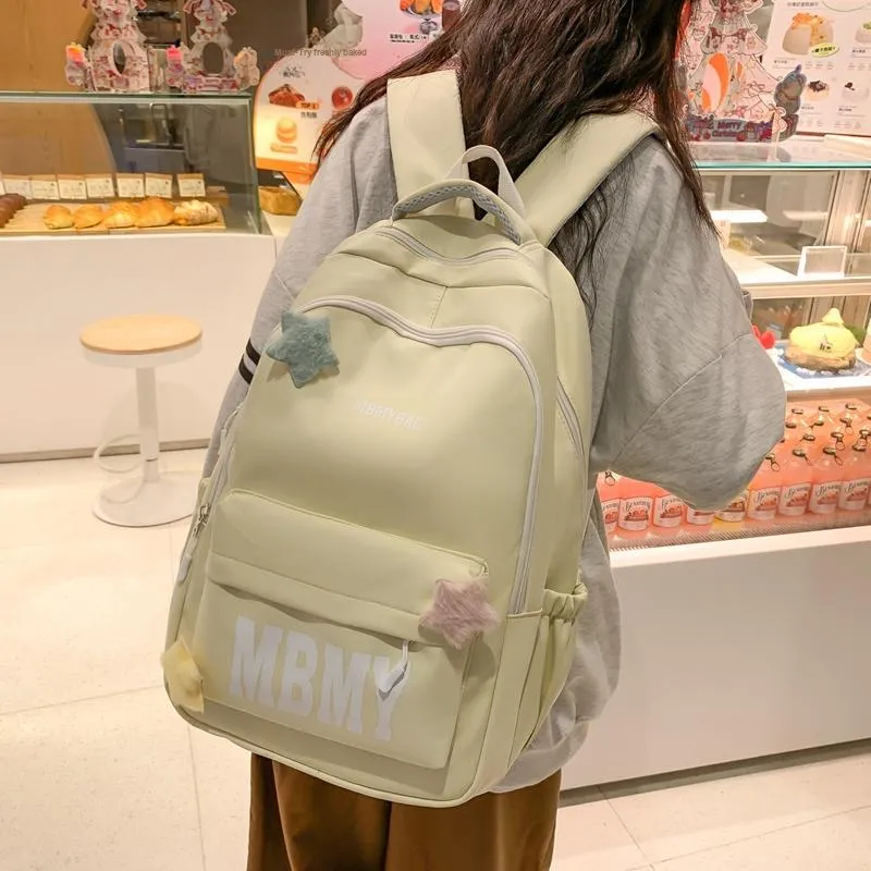 KAMLUI Nylon Backpack Backpack Student Backpack Regular Unisex White/Black/Yellow/Pink/Green-13