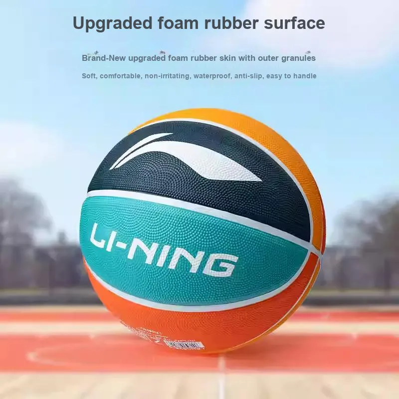 LiNing Rubber Basketball Orange Blue Black Size 5 Size 7 Indoor Outdoor Universal Unisex-2