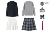Dark Blue Suit+Berlin Spring Plaid Skirt, Comes with Light Gray Cardigan+Shirt+Dust Bag+Small Item