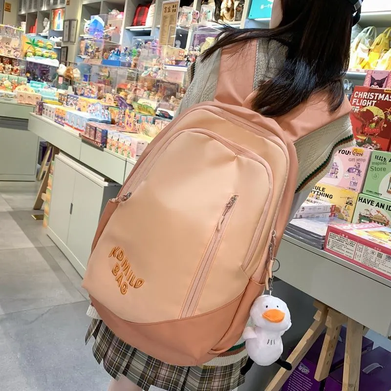KAMLUI Nylon Backpack Unisex Red/Light Gray/Black/Orange Red/Khaki/Blue-15